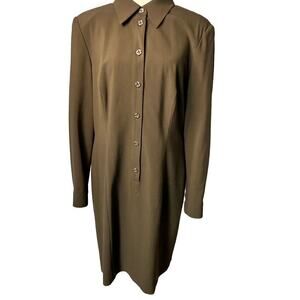 Escada Vintage Brown Wool Blend Dress Size 40